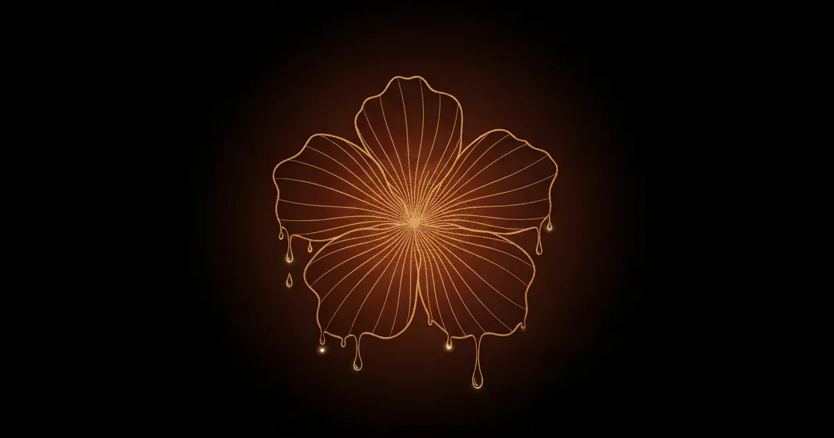 Corrimento na gravidez — hibisco em line art dourada sobre fundo escuro, capa editorial