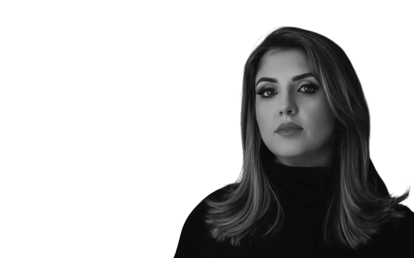 Foto preto e branco da Dra. Daniela Correia